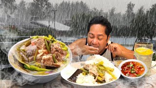 MALAKAS NA ULAN AT NAGSESEBONG SINIGANG Filipino Food Mukbang [upl. by Aubarta]