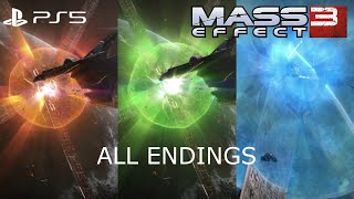 Mass Effect 3 Legendary Edition Remastered  All Four Main Endings 1080p PS5 [upl. by Roderica]