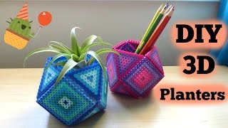 DIY 3D Perler Bead Geometric Planters [upl. by Enelav]