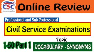 Civil Service Exam Reviewer 2024 Part 1  Vocabulary Synonyms CSC Reviewer 2024 [upl. by Irene860]