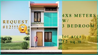 4X8 METERS TWO STOREY SMALL HOUSE DESIGN W 3 BEDROOM REQUEST 12 [upl. by Neliak912]