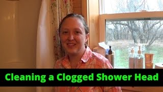 Cleaning a Clogged Shower Head wVinegar EASY [upl. by Aihtela]