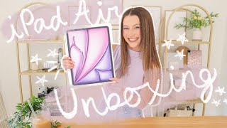 iPad Air 2024 M2 UNBOXING  SETUP iPad Air in PURPLE 💜  iPad Air  iPad Pro comparison [upl. by Alake]