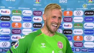 Kasper Schmeichel about Simon Kjær  He Is A Kind Of An Idol To All Of Us [upl. by Terej]