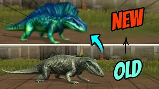 Jurassic world game OLD vs NEW Ophiacodon MAX LEVEL UPGRADED LEVEL [upl. by Latsryc]