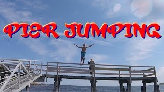 Jumping off railing at Magnolia Pier in Gloucester MA [upl. by Akerboom135]