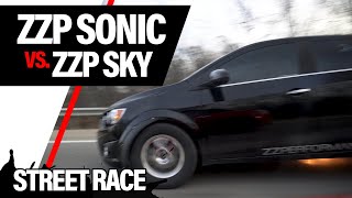 ZZP Sonic Turbo Vs ZZP Saturn Sky Redline 20  Street Race [upl. by Eisnyl721]