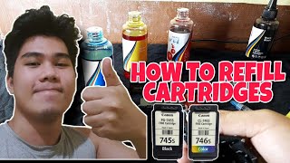 HOW TO REFILL INK CANON CARTRIDGES TAGALOG  PG 745s CL 746s  CANON PIXMA 2570s printer [upl. by Ahseem]