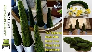 Pier1 Moss Tree Topiaries With Dollar Tree Florals [upl. by Aileno]