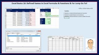 Excel Basics 18 Defined Names in Excel Formulas amp Functions amp For Jump Go To [upl. by Braeunig395]