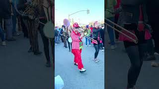 Brass band marching in a Mardi Gras parade [upl. by Aid326]