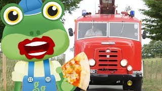 Geckos Real Vehicles  Pizza Truck  Vehicles For Kids  Geckos Garage  Learning For Kids [upl. by Eberhard]