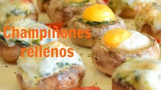 Champiñones rellenos de espinacas al horno  Receta sana [upl. by Ixel826]