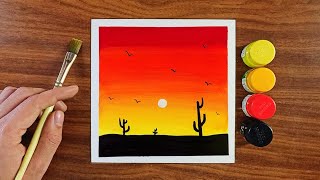 Sunset painting with watercolour  Poster colour painting  Drawing amp painting [upl. by Nameloc901]