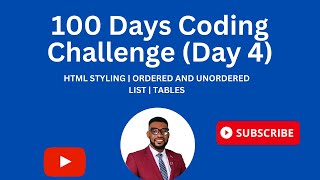 100 DAYS CODING CHALLENGE DAY 4 Mastering HTML Fundamentals Styling Lists and Tables [upl. by Shargel]