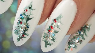 Christmas Tree Nail Art  Step by Step Tutorial [upl. by Fen254]