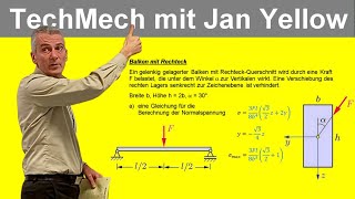 Schiefe Biegung symmetrischer Querschnitt a Spannung berechnen [upl. by Abisia]