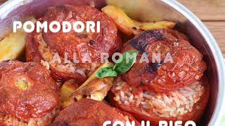 Pomodori con il riso al forno con patate ricetta originale romana del classico piatto freddo estivo [upl. by Noirda]