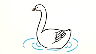 How To Draw a Cartoon Swan Easy  Valentines Day [upl. by Annail960]