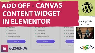 How to Add OffCanvas Content Widget via Plugin in Elementor WordPress  OffCanvas  Sidebar  Menu [upl. by Nwahsek]