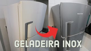 Como deixar a geladeira inox  Adesivo  Luan Dourado [upl. by Ilujna366]