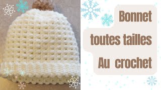 Comment faire un bonnet au crochet facile toutes tailles [upl. by Ainevul]