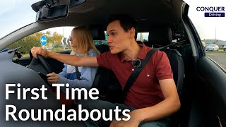 First Time Learning Roundabouts in a Manual Car [upl. by Gassman]