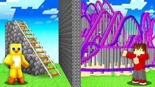 NOOB vs PRO ROLLER COASTER Build Challenge in Minecraft [upl. by Annawit708]