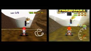 Super Mario Kart R Beta  Mario Kart 64 comparison video [upl. by Annelak470]