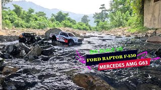 18 Mercedes Ben AMG G63 6x6 VS Ford Raptor F150 4x4 OFFROAD Strong run in water [upl. by Nore]