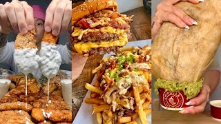 tiktok mukbang compilation 40  chipotle burrito wingstop and more [upl. by Asemaj20]