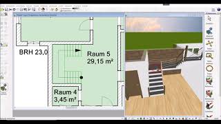 Treppe zeichnen amp anpassen Textur anpassen mit dem 3D Architekt von Immocadode [upl. by Brozak]