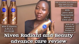 Nivea Radiant amp Beauty Advance Care Body Lotion Review For Glowing amp nourishment Skin [upl. by Auqinal]