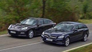 Mercedes CLS Shooting Brake vs Porsche Panamera [upl. by Adnarram]