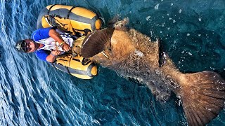 Biggest Fish Ever Caught  From A Floating Inner Tube  714 LB Grouper [upl. by Rockey]