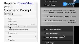 Replace Windows PowerShell with Command Prompt Windows 10 [upl. by Ivanah]