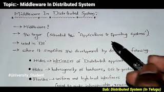 Middleware In Distributed System In Telugu  Distributed System  University Student [upl. by Minny]