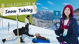 Summit Tubing Park  Snoqualmie Pass Washington  Our First Time Snow Tubing [upl. by Hutchins]