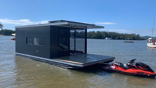 Extra large pontoon boat houseboat construction build your own house boat barge poly pontoons [upl. by Fontes717]