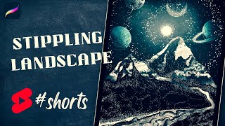 Landscape Stippling Art in Procreate Shorts [upl. by Dammahum]