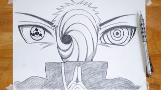 How to Draw Obito Uchiha StepbyStep  Obito Drawing  Easy To Draw [upl. by Bonnee]