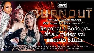 Mia Friday vs Amaris Blair vs Raychell Rosec 11522  PWF Womens Championship Match [upl. by Cartwright]