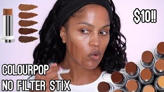 NEW COLOURPOP NO FILTER FOUNDATION STIX REVIEW  MAKEUPSHAYLA [upl. by Jabe]