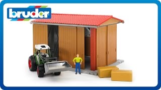 Bruder Toys bworld Farming Machine Hall with Figure 62620 [upl. by Ymiaj]