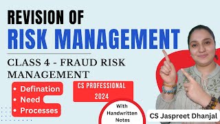 Class 4  Fraud Risk Management  CS Professional Revision Series  csjaspreetdhanjal icsi cs [upl. by Cardwell258]