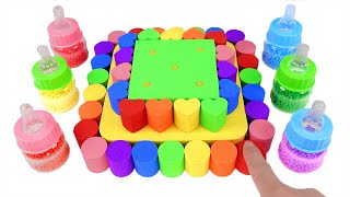 RAINBOW Kinetic Sand Art Cutting 🌈  How To Make Kinetic Sand Tier 2 Heart Cake 🩷  Satisfying ASMR [upl. by Ardnalahs37]