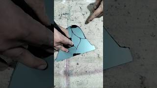 Aqua blue flower design cutting shortvideo glasscutting viralvideo cuttingglass [upl. by Aiuhsoj]