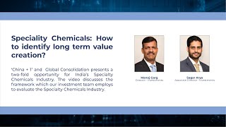 Speciality Chemicals How to identify long term value creation  White Oak Quarterly Connect  3 [upl. by Andrel]