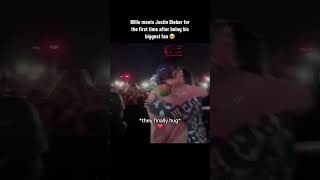 Billie Eilish meeting Justin Bieber for the first time shorts celebrities [upl. by Nollek]