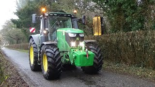 Hedge Cutting with John Deere 6250R amp McConnel Trimmer  Hedge Cutting 2023 [upl. by Bluh]